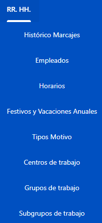menu desplegable de recursos humanos