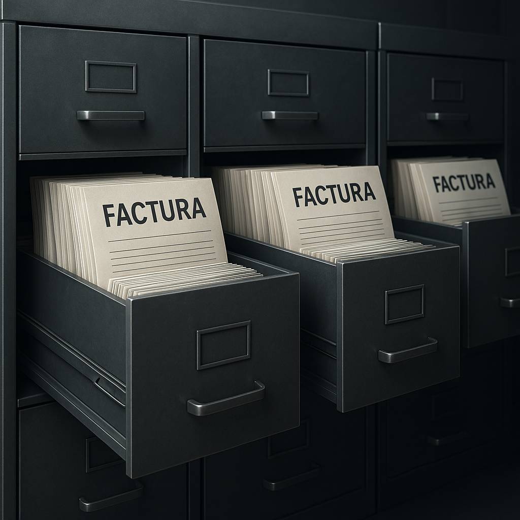 Factura Taquillas con diferentes documentos y facturas a rebosar